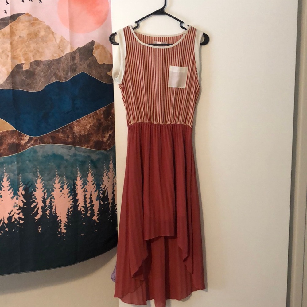 Freeway vintage style reddish pink striped dress size small
